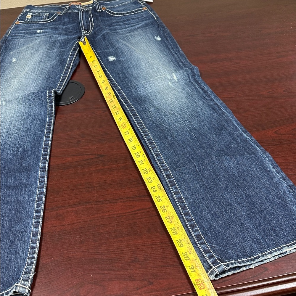 Men's Big & Tall Vintage Thick Stitch Embroidered Distressed Jeans - Picture 13 of 15